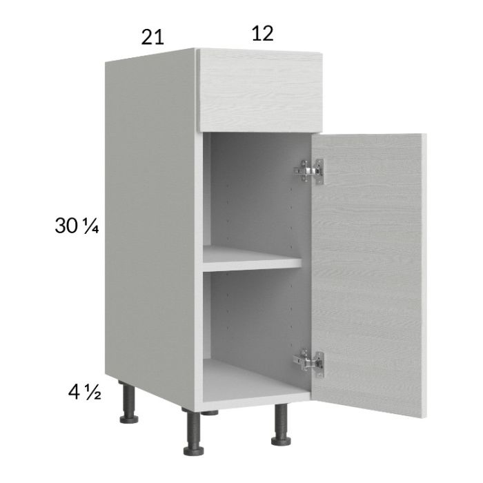 Euro White Grain 12" Vanity Base Cabinet