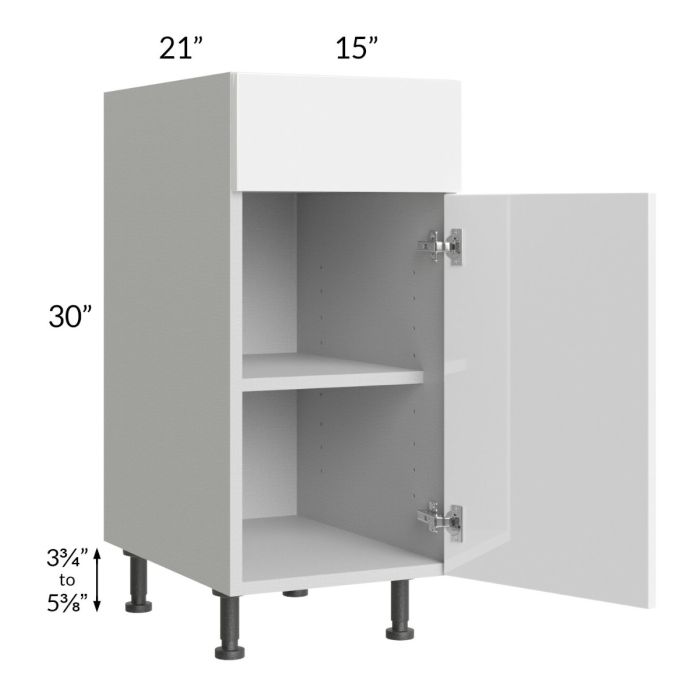 Milan White Gloss 15" Vanity Base Cabinet