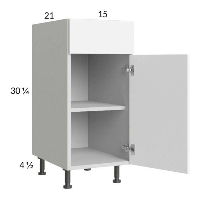 Euro Gloss White 15" Vanity Base Cabinet