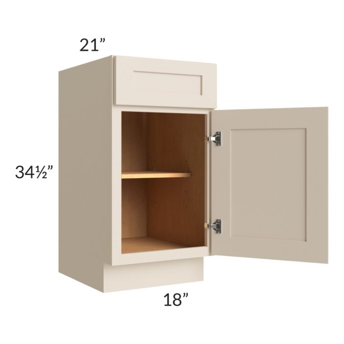 Midtown Cream Shaker 18" Vanity Base Cabinet