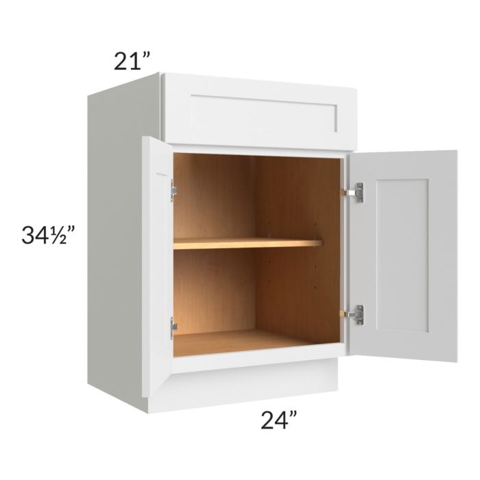 Midtown White Shaker 24" Vanity Base Cabinet