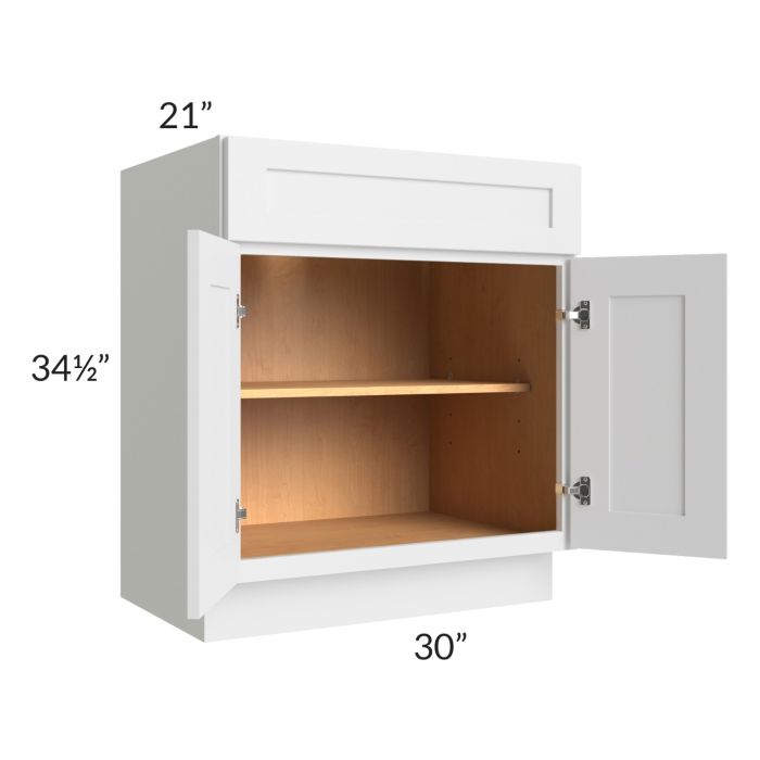 Midtown White Shaker 30" Vanity Base Cabinet