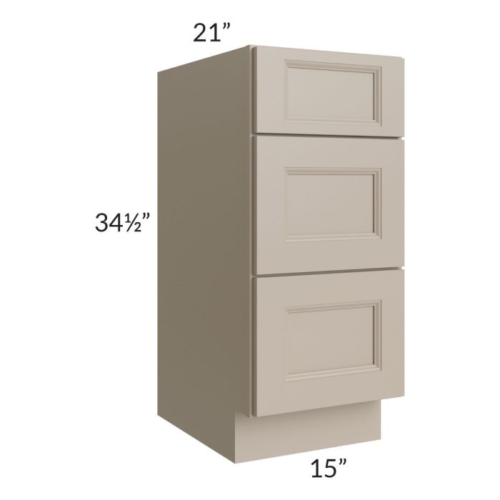 Tuscan Oyster 15" Vanity 3-Drawer Base Cabinet
