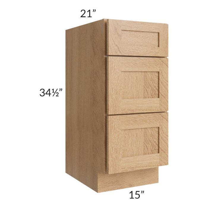 Midtown Timber Shaker 15" Vanity 3-Drawer Base Cabinet