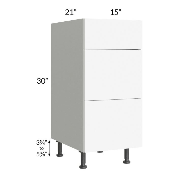 Milan White Matte 15" Vanity 3-Drawer Base Cabinet