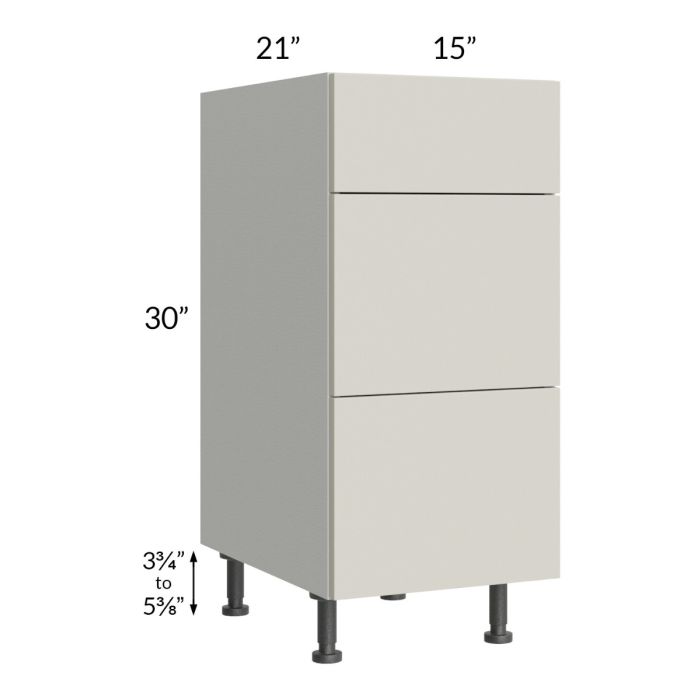 Milan Beige Matte 15" Vanity 3-Drawer Base Cabinet