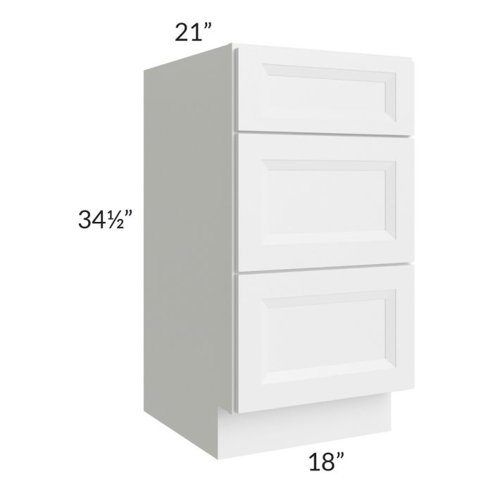 Bayville White 18" 3-Drawer Vanity Base Cabinet