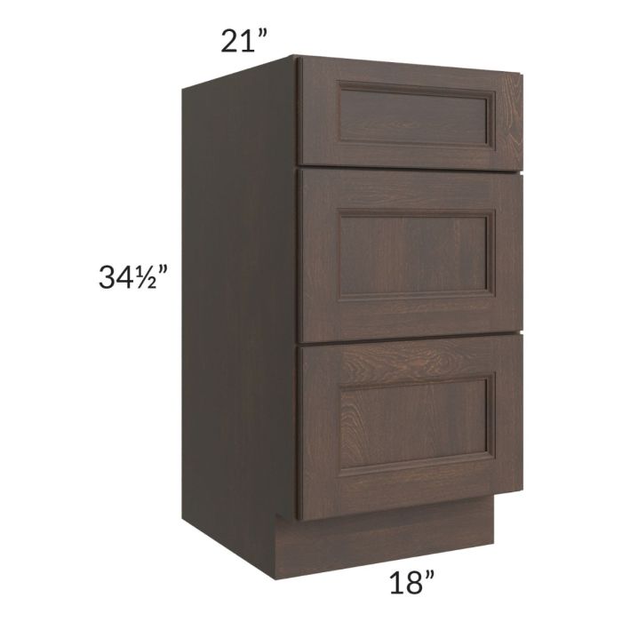 Tuscan Kona Brown 18" Vanity 3-Drawer Base Cabinet