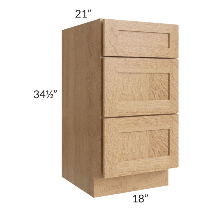 Midtown Timber Shaker 18" Vanity 3-Drawer Base Cabinet