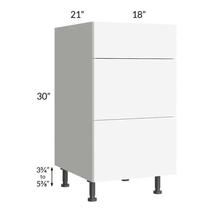 Milan White Matte 18" Vanity 3-Drawer Base Cabinet