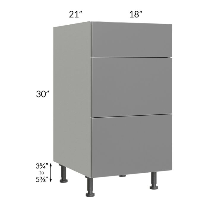 Milan Grey Gloss 18" Vanity 3-Drawer Base Cabinet