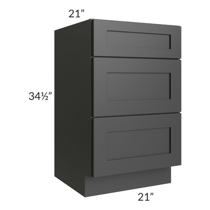 Midtown Black Shaker 21" Vanity Drawer Base Cabinet