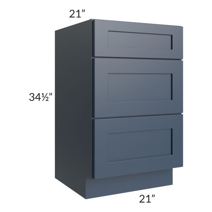 Midtown Blue Shaker 21" Vanity Drawer Base Cabinet