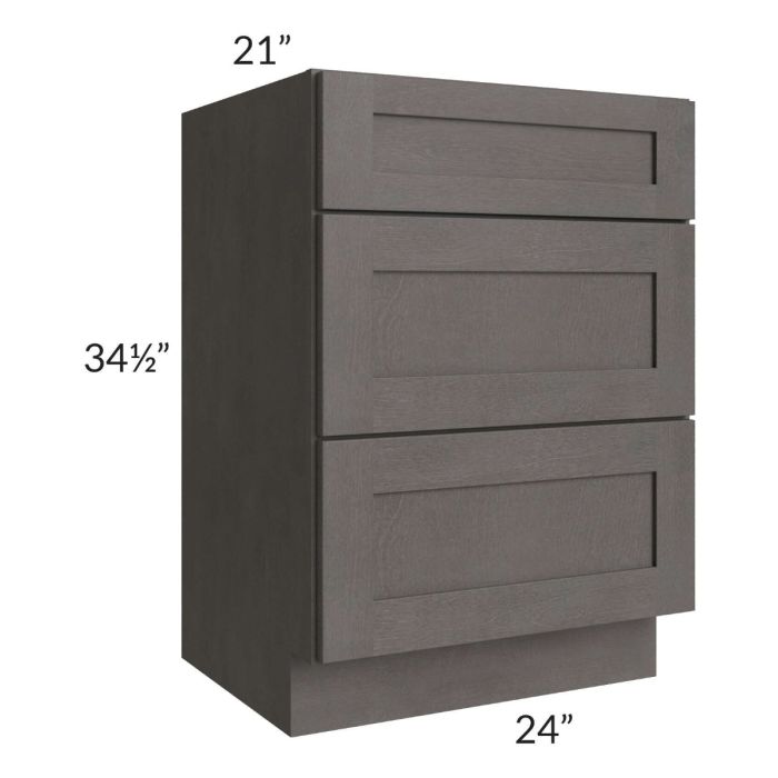 Midtown Dark Grey Shaker 24" Vanity Drawer Base Cabinet