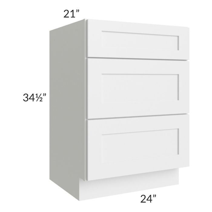 Midtown White Shaker 24" Vanity Drawer Base Cabinet