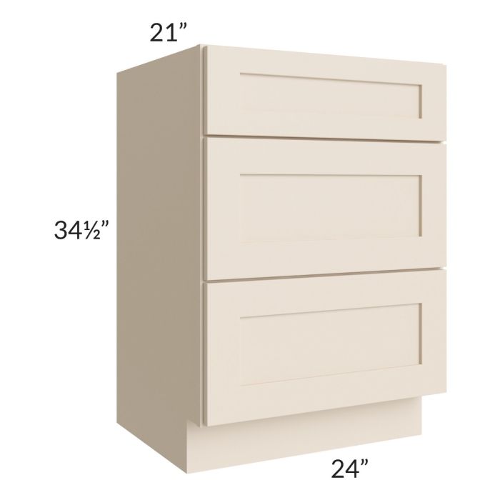 Midtown Cream Shaker 24" Vanity Drawer Base Cabinet