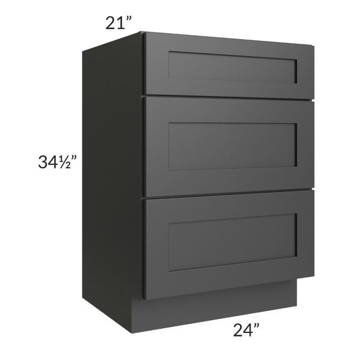 Midtown Black Shaker 24" Vanity Drawer Base Cabinet