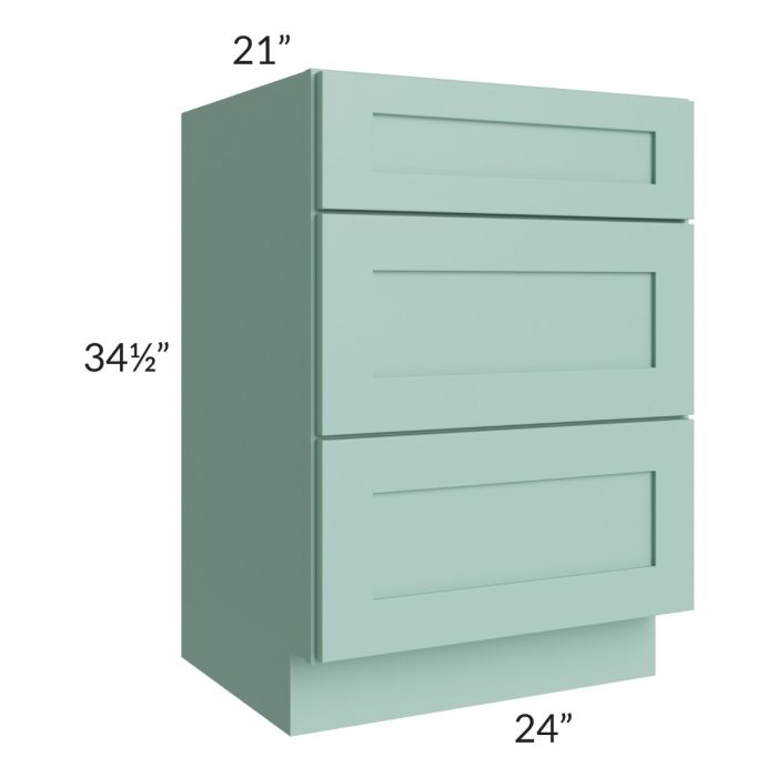 Midtown Sage Green Shaker 24" Vanity Drawer Base Cabinet