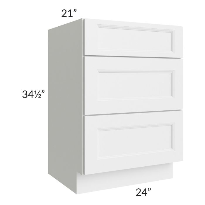 Union White 24" Vanity Drawer Base Cabinet