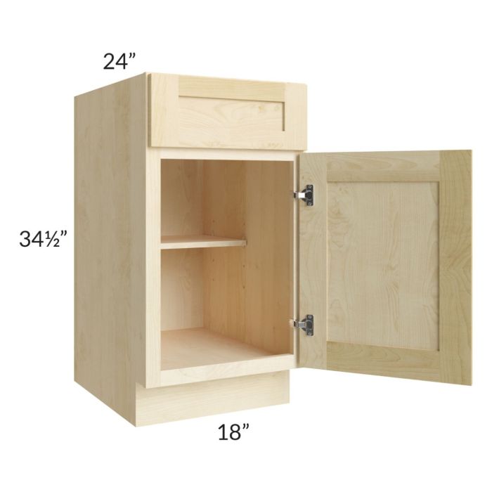 Unfinished Shaker 18" Base Cabinet