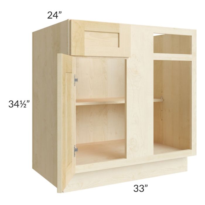 Unfinished Shaker 33" Blind Corner Base Cabinet