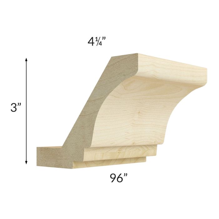 Unfinished Shaker 8' Large Crown Molding