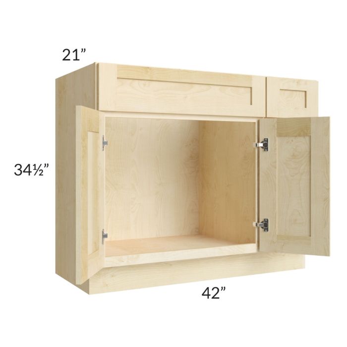 Unfinished Shaker 42" Vanity Sink Base Cabinet (Drawers on Right)