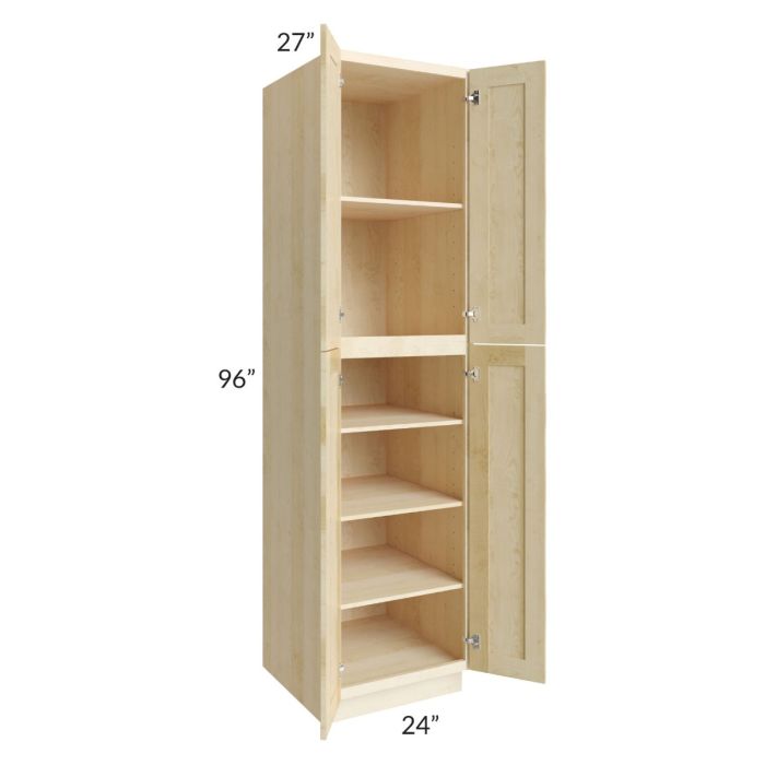 Unfinished Shaker 24x96x27 Wall Pantry Cabinet
