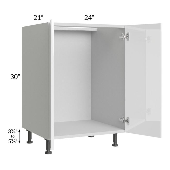 Milan White Gloss 24" Full Height Door Vanity Sink Base Cabinet