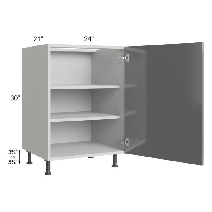 Milan Grey Gloss 24" Full Height Door Vanity Sink Base Cabinet (1 door)