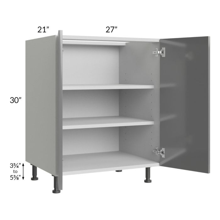 Milan Grey Gloss 27" Full Height Door Vanity Sink Base Cabinet