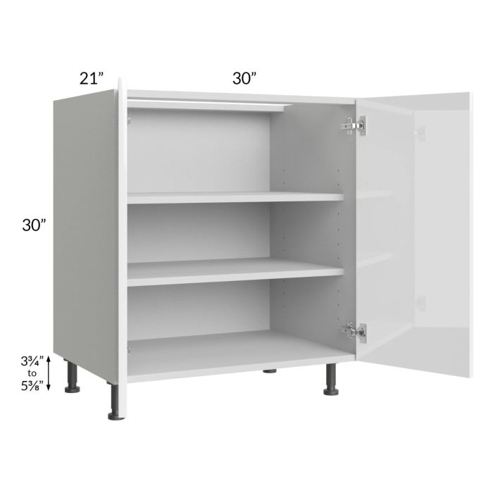 Milan White Gloss 30" Full Height Door Vanity Sink Base Cabinet