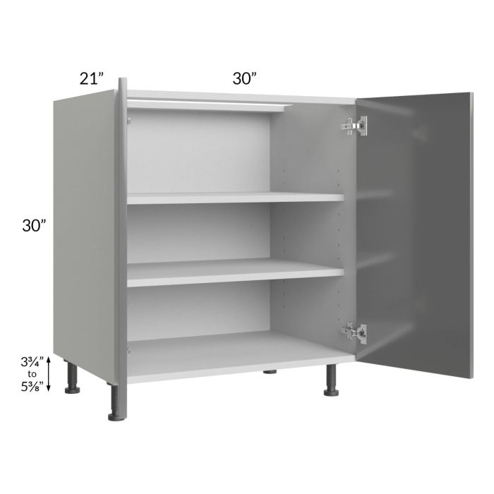 Milan Grey Gloss 30" Full Height Door Vanity Sink Base Cabinet