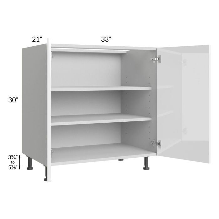 Milan White Gloss 33" Full Height Door Vanity Sink Base Cabinet