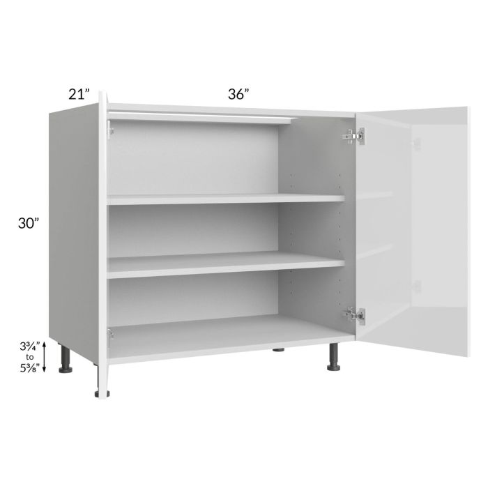 Milan White Gloss 36" Full Height Door Vanity Sink Base Cabinet