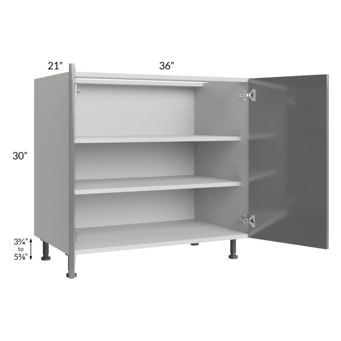 Milan Grey Gloss 36" Full Height Door Vanity Sink Base Cabinet