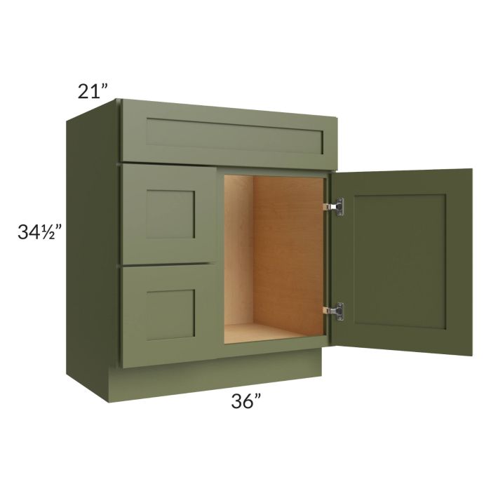 Midtown Hunter Green Shaker 30" Vanity Sink and Drawer Combo (Drawers on Left)