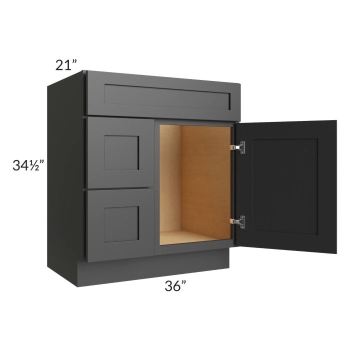 Midtown Black Shaker 30" Vanity Sink and Drawer Combo (Drawers on Left)