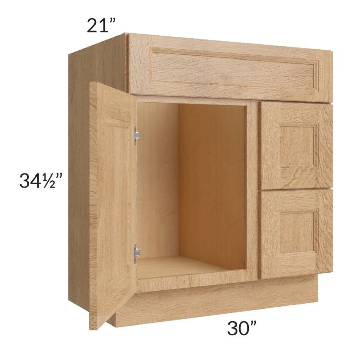 Tuscan Timber 30" Vanity Sink and Drawer Combo (Drawers on Right)