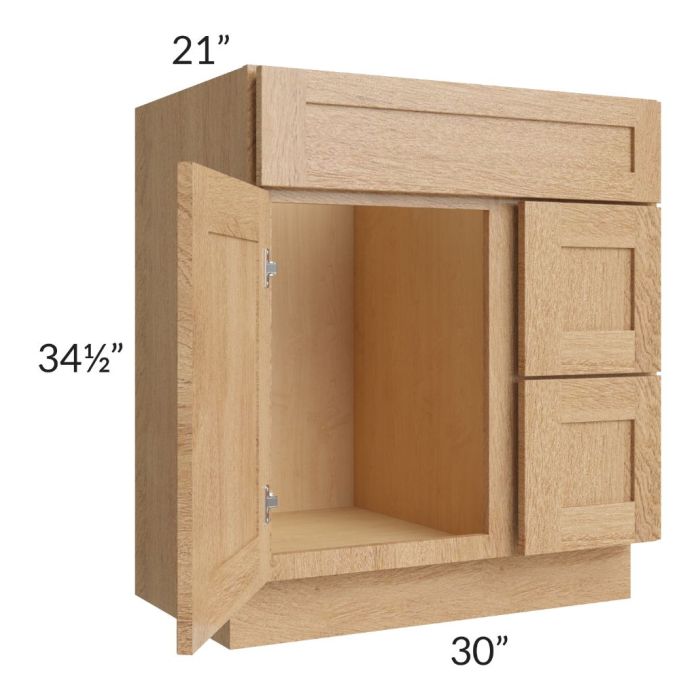 Midtown Timber Shaker 30" Vanity Sink and Drawer Combo (Drawers on Right)