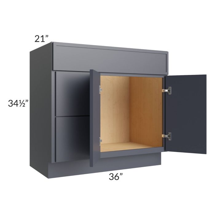 Vienna Indigo 36" Vanity Sink and Drawer Combo (Drawers on Left)