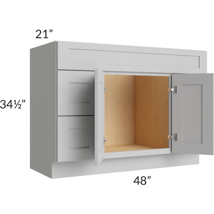 Midtown Painted Grey Shaker 48" Vanity Sink and Drawer Combo