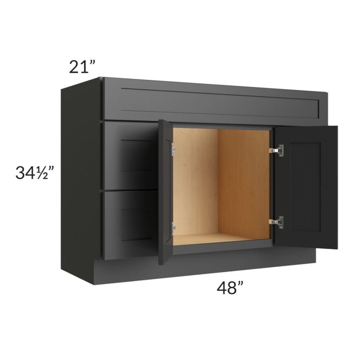 Midtown Black Shaker 48" Vanity Sink and Drawer Combo