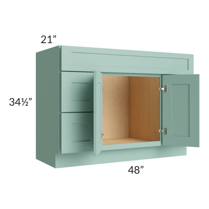 Midtown Sage Green Shaker 48" Vanity Sink and Drawer Combo
