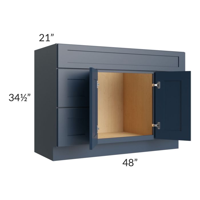 Midtown Blue Shaker 48" Vanity Sink and Drawer Combo