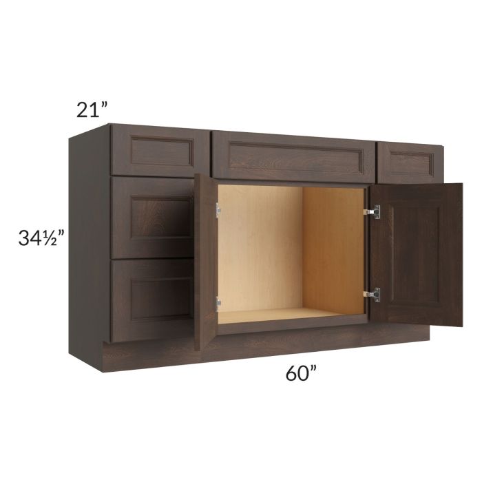 Tuscan Kona Brown 60" Vanity Sink and Drawer Combo