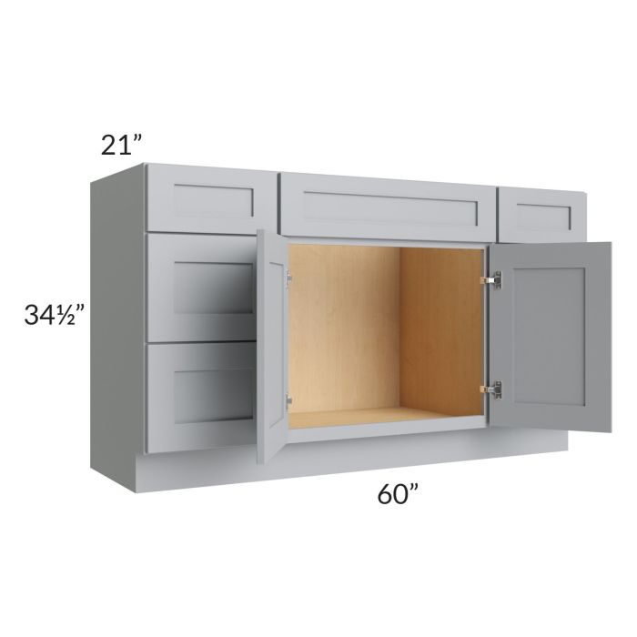 Asheville Grey Shaker 60" Vanity Sink Base Cabinet