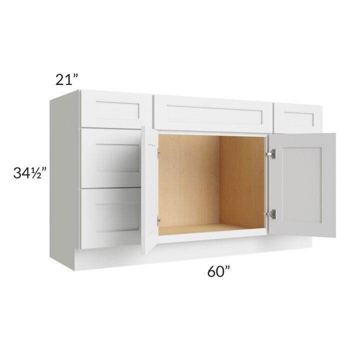 Asheville White Shaker 60" Vanity Sink Base Cabinet