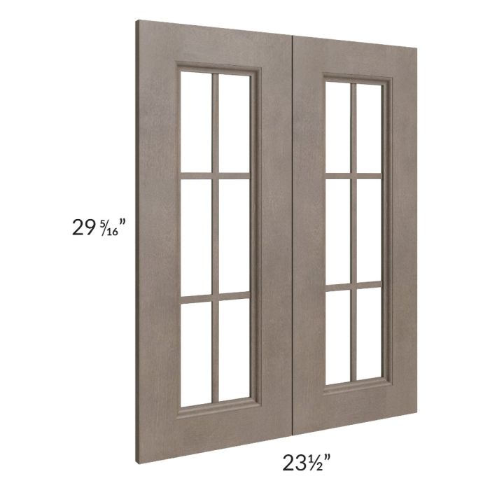 Providence Natural Grey 24x30 Mullion Glass Doors Only with Glass Included