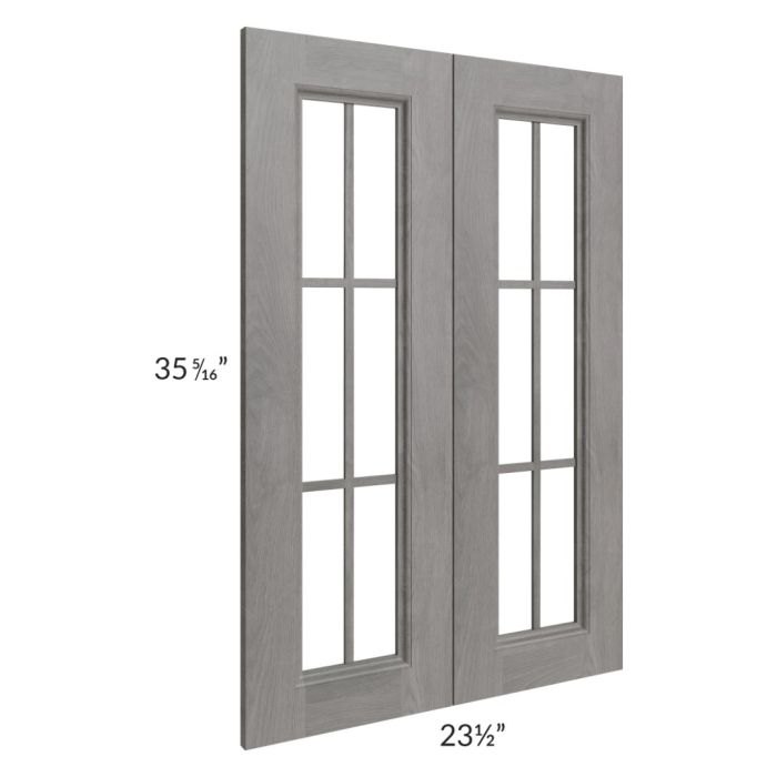 Providence Slate Grey 24x36 Mullion Glass Doors Only with Glass Included